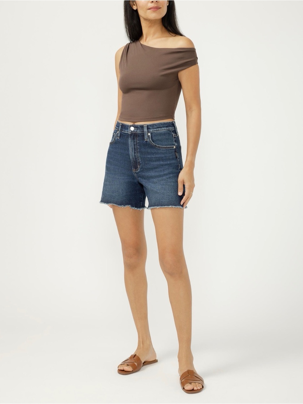 silver jeans high rise denim shorts